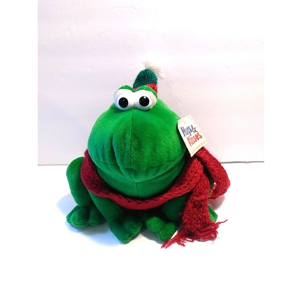 Gund Yago Plush Frog Green Red Scarf Beanie Hat Hugs & Kisses 1059 7"x8" New